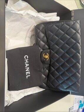 Chanel Jumbo Classic Single Flap Bag Quilted Caviar